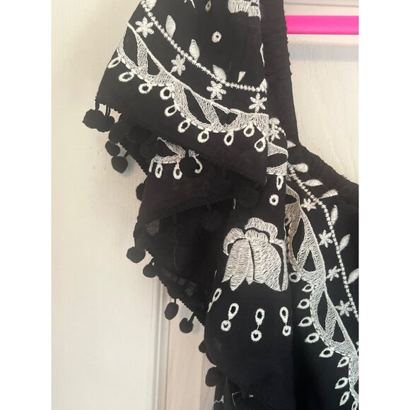 Anthropologie Off The shoulder Marisol Black White Maxi Dress Ruffle 2W4 NWT - Picture 5 of 10